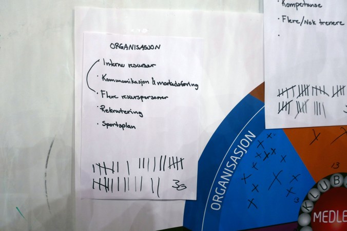 Gruppearbeid fant frem til områder å jobbe på. Det ble deretter avstemning for å prioritere blant disse.